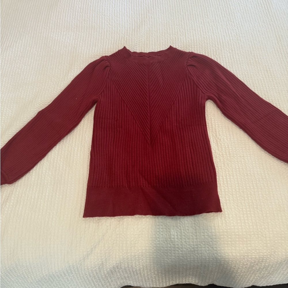 Elegant Red Ribbed Women's Top